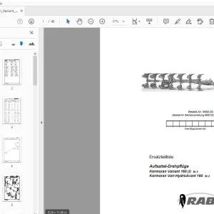 Rabe Aufsattel-Drehpflüge Kormoran Variant 160 (I) Br.2 Kormoran Vari-HydroAvant 160 Br.2 Ersatzteilliste - PDF DOWNLOAD