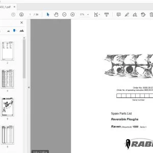 Rabe Raven 1500 Reversible Ploughs Parts Manual - PDF DOWNLOAD