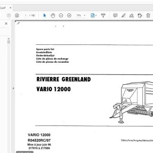 Rivierre Greenland VARIO 12000 Parts Manual - PDF DOWNLOAD