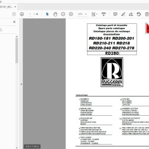 Ruggerini RD180 RD181 RD200 RD201 RD210 RD211 RD218 RD220 RD240 RD270 RD278 RD280 Parts Manual - PDF