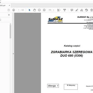 SAMASZ DUO 680 (0306) ZGRABIARKA SZEREGOWA Katalog części - PDF DOWNLOAD
