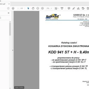 SAMASZ KDD 941 ST + H - 9,40m KOSIARKA DYSKOWA DWUSTRONNA Katalog części - PDF
