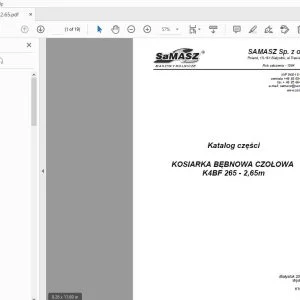 SAMASZ KOSIARKA BĘBNOWA CZOŁOWA K4BF 265 - 2,65m Katalog części - PDF DOWNLOAD