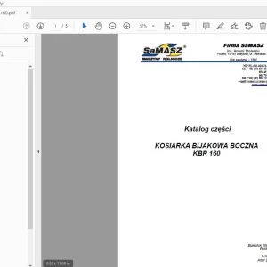 SAMASZ KOSIARKA BIJAKOWA BOCZNA KBR 160 Katalog czesci - PDF DOWNLOAD