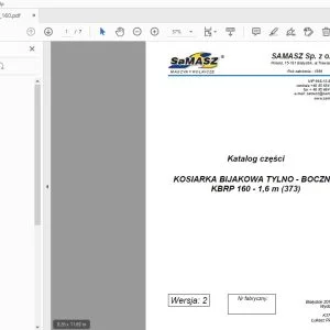 SAMASZ KOSIARKA BIJAKOWA TYLNO - BOCZNA KBRP 160-1,6 m (373) Katalog części - PDF