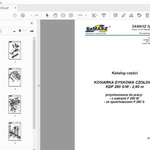 SAMASZ KOSIARKA DYSKOWA CZOŁOWA KDF 260 SW - 2,60 m Katalog części - PDF
