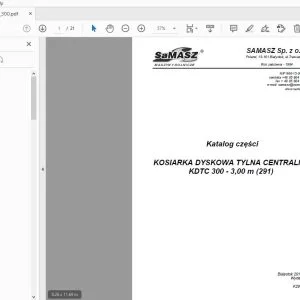 SAMASZ KOSIARKA DYSKOWA TYLNA CENTRALNA KDTC 300-3,00 m (291) Katalog części - PDF