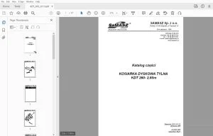 SAMASZ KOSIARKA DYSKOWA TYLNA KDT 260- 2,60m Katalog części - PDF DOWNLOAD
