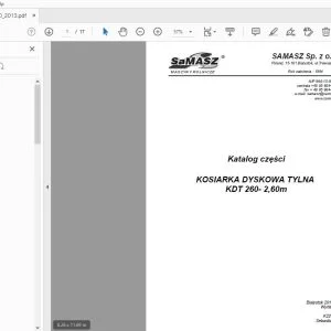 SAMASZ KOSIARKA DYSKOWA TYLNA KDT 260- 2,60m Katalog części - PDF DOWNLOAD