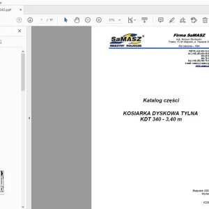 SAMASZ KOSIARKA DYSKOWA TYLNA KDT 340 - 3,40 m Katalog części - PDF DOWNLOAD