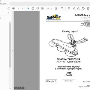 SAMASZ PILARKA TARCZOWA PT3-190 - 1,90m (0924) Katalog części - PDF