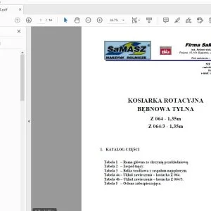 SAMASZ Z 064 - 1,35m Z 0643 - 1,35m BĘBNOWA TYLNA KOSIARKA ROTACYJNA KATALOG CZĘŚCI - PDF
