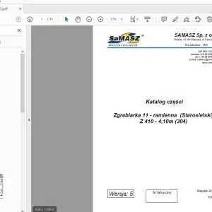 SAMASZ Z 410-4,10m (304) Zgrabiarka 11 - ramienna (Starosielski) Katalog części - PDF