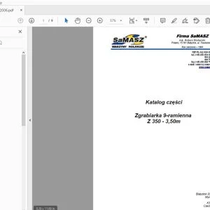 SAMASZ Zgrabiarka 9-ramienna Z 350 - 3,50m Katalog części - PDF DOWNLOAD