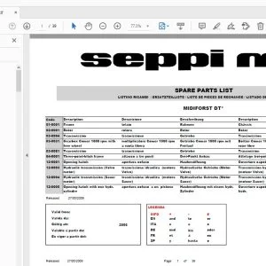 SEPPI M MIDIFORST DT PARTS MANUAL - PDF DOWNLOAD