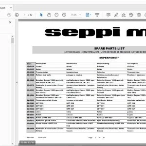 SEPPI M SUPERFORST PARTS MANUAL - PDF DOWNLOAD