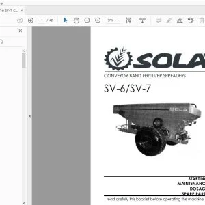 SOLA SV-6 SV-7 CONVEYOR BAND FERTILIZER SPREADERS PARTS MANUAL - PDF DOWNLOAD