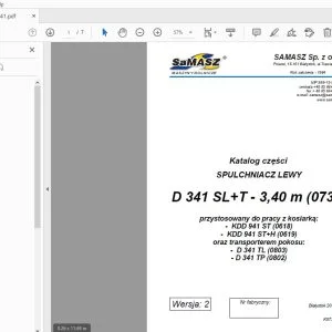 Samasz D 341 SL+T - 3,40 m (0730) SPULCHNIACZ LEWY Katalog części - PDF