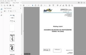 Samasz KANGU 140 (0926) KOSIARKA BIJAKOWA NA PANTOGRAFIE Katalog części - PDF
