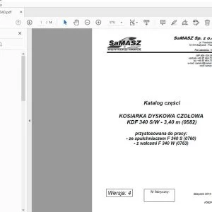 Samasz KOSIARKA DYSKOWA CZOŁOWA KDF 340 SW - 3,40 m (0582) Katalog części - PDF