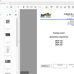 Samasz Zamiatarka ciągnikowa MOP 140 MOP 160 MOP 200 Katalog części - PDF DOWNLOAD