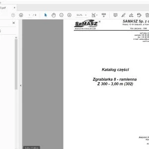 Samasz Zgrabiarka 8 - ramienna Z 300 - 3,00 m (302) Katalog części - PDF DOWNLOAD
