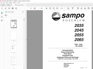 Sampo Rosenlew 2035 2045 2055 2065 Combine Harvester Parts Manual PDF
