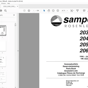 Sampo Rosenlew 2035 2045 2055 2065 Combine Harvester Parts Manual PDF