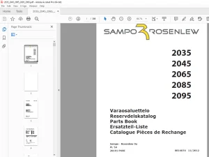 Sampo Rosenlew 2035 2045 2065 2085 2095 Combine Parts Manual PDF