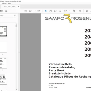 Sampo Rosenlew 2035 2045 2065 2085 2095 Combine Parts Manual PDF