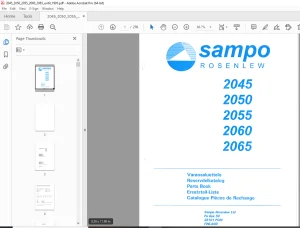 Sampo Rosenlew 2045 2050 2055 2060 2065 Combine Harvester Parts Manual PDF
