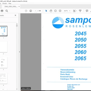 Sampo Rosenlew 2045 2050 2055 2060 2065 Combine Harvester Parts Manual PDF