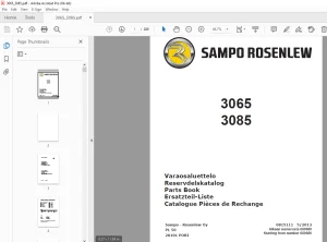 Sampo Rosenlew 3065 3085 Combine Harvester Parts Manual PDF