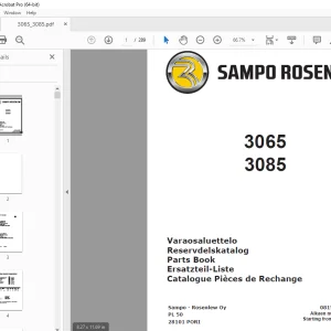 Sampo Rosenlew 3065 3085 Combine Harvester Parts Manual PDF