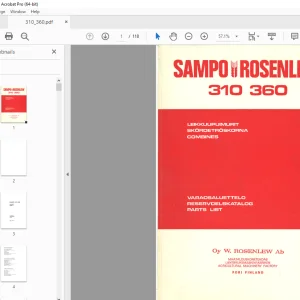 Sampo Rosenlew 310 360 Combine Parts Manual PDF