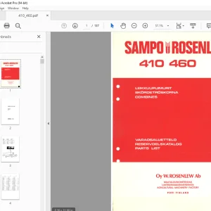 Sampo Rosenlew 410 460 Combine Parts Manual PDF