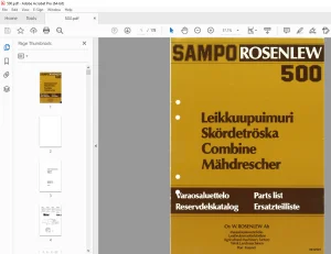 Sampo Rosenlew 500 Combine Parts Manual PDF