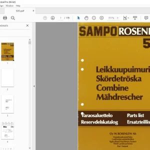 Sampo Rosenlew 500 Combine Parts Manual PDF