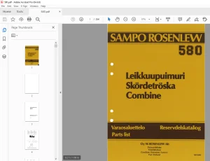 Sampo Rosenlew 580 Combine Parts Manual - PDF DOWNLOAD
