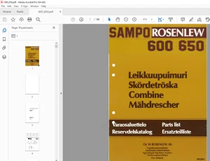Sampo Rosenlew 600 650 Combine Parts Manual PDF