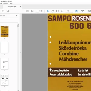 Sampo Rosenlew 600 650 Combine Parts Manual PDF