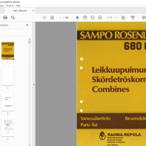 Sampo Rosenlew 680 690 Combine Parts Manual PDF