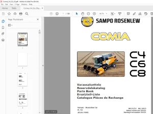 Sampo Rosenlew Comia C4 C6 C8 Combine Harvester Parts Manual PDF