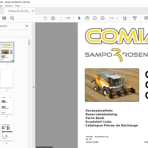 Sampo Rosenlew Comia C4 C6 C8 Combine Harvester Parts Manual PDF