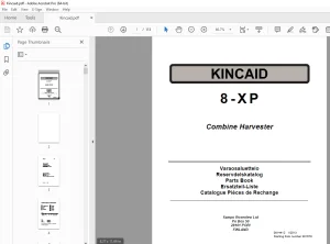 Sampo Rosenlew Kincaid 8-XP Combine Harvester Parts Manual PDF