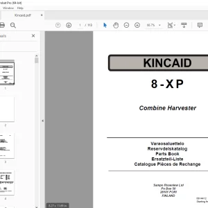 Sampo Rosenlew Kincaid 8-XP Combine Harvester Parts Manual PDF