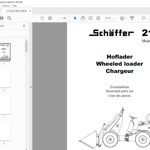 Schaffer Lader 214 Modell 98 Wheeled Loader Parts Manual PDF