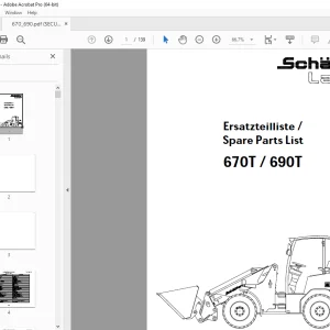 Schaffer Lader 670T 690T Wheel Loader Parts Manual PDF