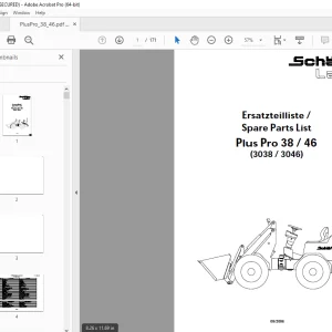 Schaffer Lader PlusPro 38 / 46 (3038/3046) Wheel Loader Parts Manual PDF