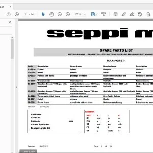 Seppi M Maxiforst Parts Manual - PDF DOWNLOAD